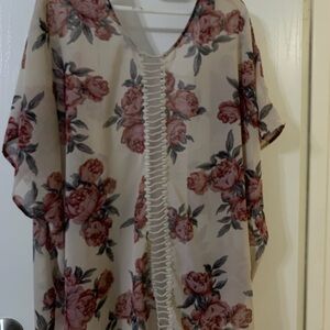 Charlotte Russe Pink Floral kimono cardigan